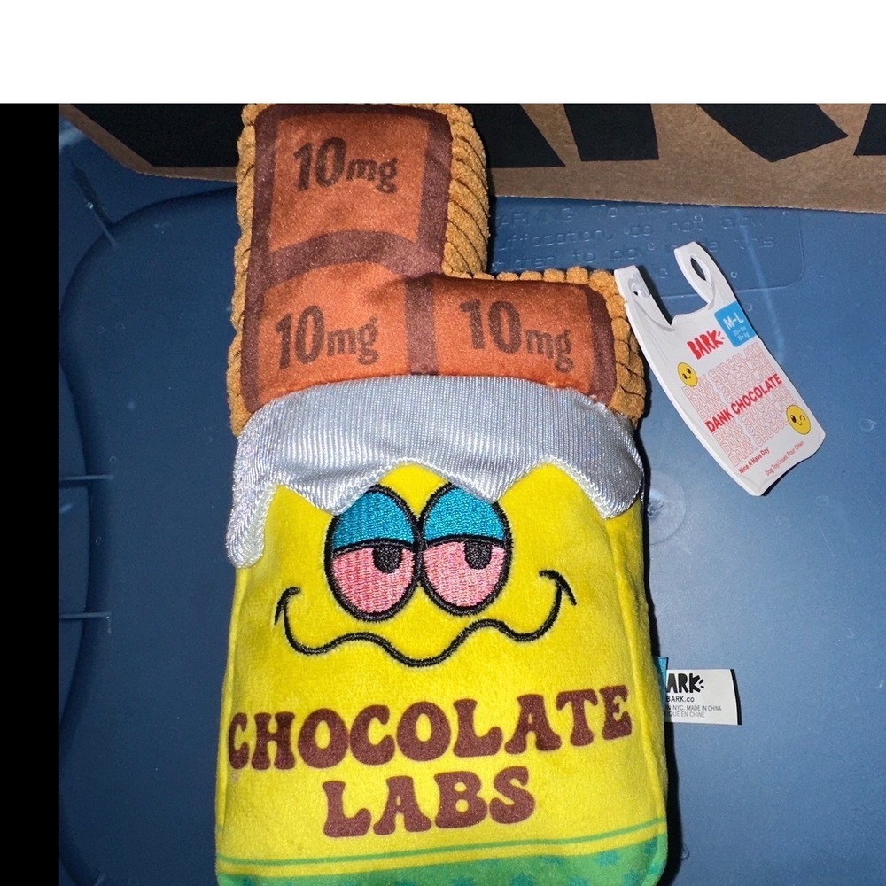Barkbox Dank Chocolate Labs Dog Toy Bark Box Plush Squeaker M/L 420‎ Theme